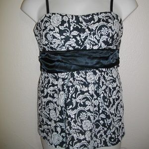 Janette Plus 1XL/1X Black White Halter Top Dress